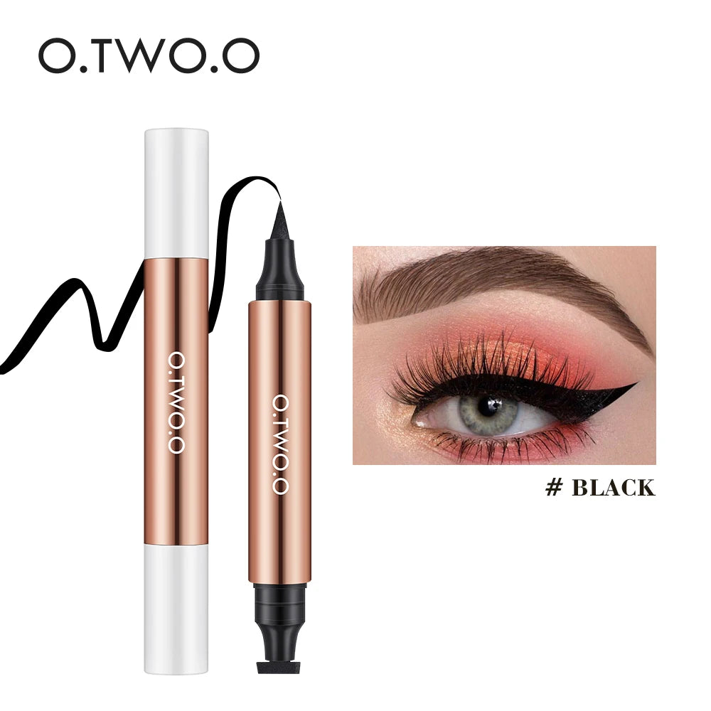 Eyeliner Stamp Black Liquid Eyeliner Pen Waterproof Fast Dry Double-Ended Eye Liner Pencil Make-Up for Women Cosmetics