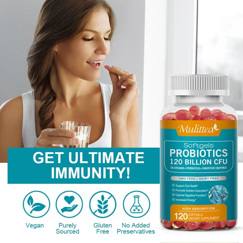 (2 Pack)Probiotic 120 Billion CFU for Women & Men - Immune, Digestive & Gut Health -120 Capsule