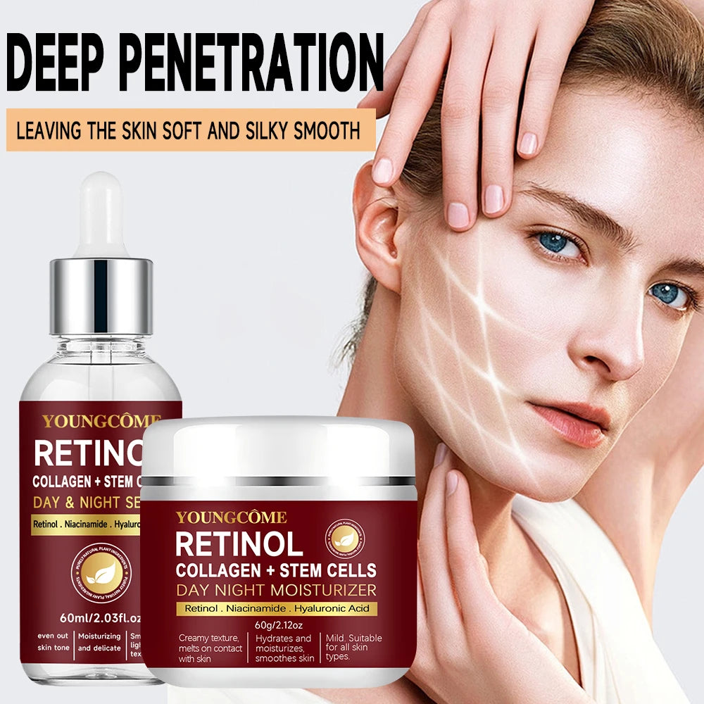 Retinol Face Cream+Facial Serum Set