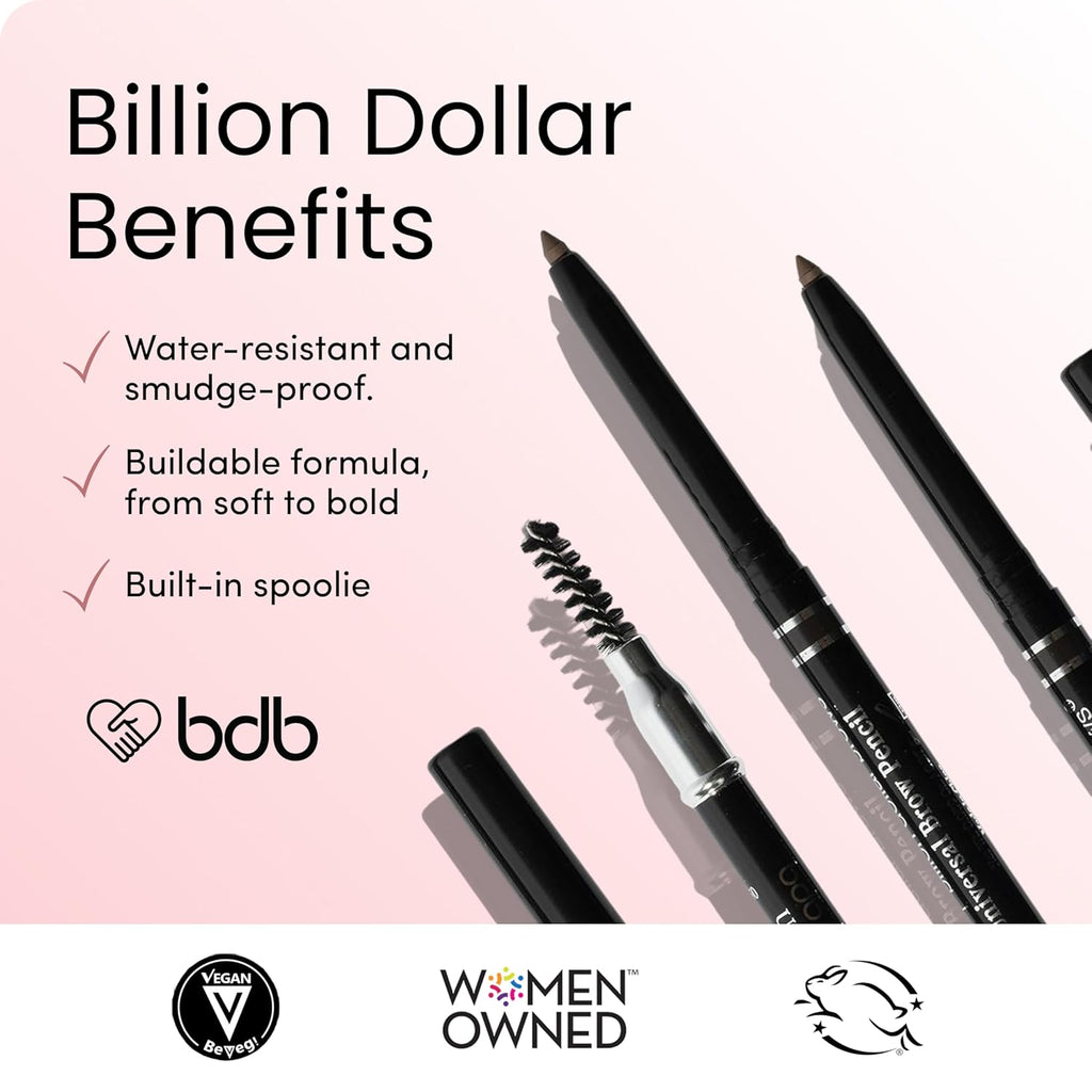 Universal Eyebrow Pencil – Dual-Ended Design with Precision Tip & Spoolie, Matte Finish, Waterproof, Easy to Use, Vegan & Cruelty-Free for Perfectly Defined Brows